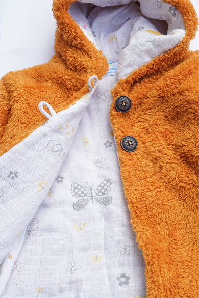 Kız Erkek Bebek Ve Çocuk Müslin Astarlı Ponponlu Kapüşonlu Mont