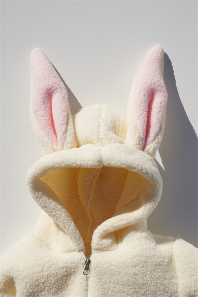 Kız Erkek Bebek Ve Çocuk Peluş Fermuarlı Kışlık Tavşan Tulum