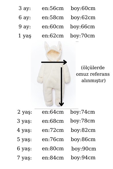 Kız Erkek Bebek Ve Çocuk Peluş Fermuarlı Kışlık Tavşan Tulum