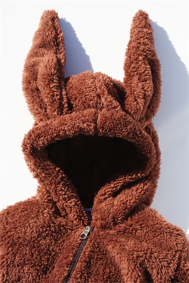 Kız Erkek Bebek Ve Çocuk Peluş Fermuarlı Kışlık Tavşan Tulum