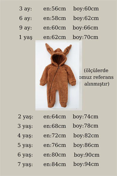 Kız Erkek Bebek Ve Çocuk Peluş Kahverengi Tavşan Tulum