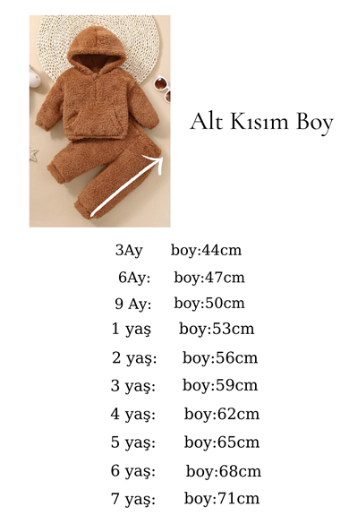 Kız Erkek Bebek ve Çocuk Pofuduk Fermuarlı Takım