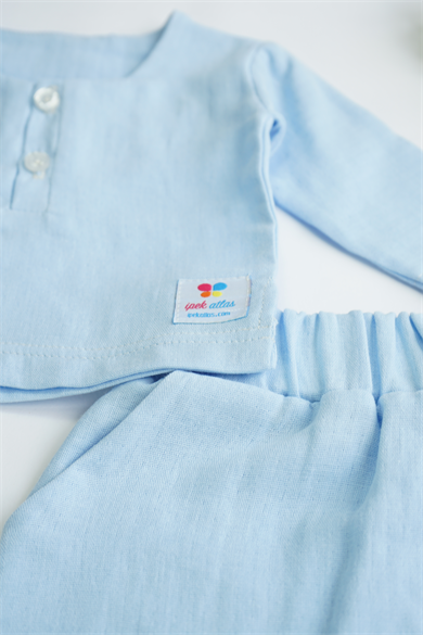 Mavi Erkek Kız Bebek Uzun Kollu İkili Takım