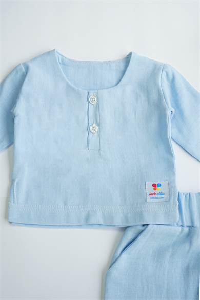 Mavi Erkek Kız Bebek Uzun Kollu İkili Takım