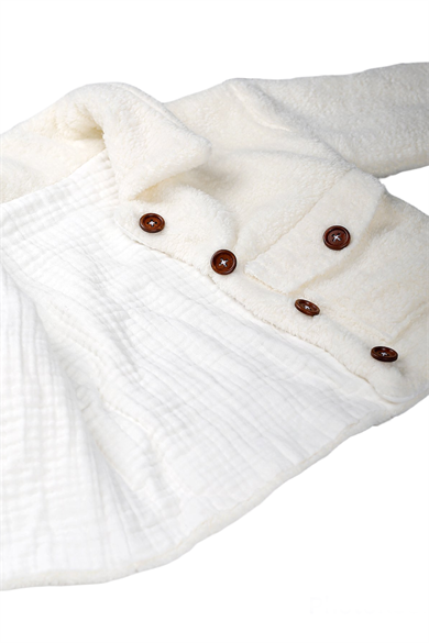 Peluş Kız Çocuk Yüzde Yüz Pamuk Müslin İç Astar Düğmeli Welsoft Mont