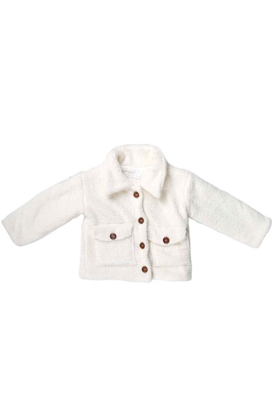 Peluş Kız Çocuk Yüzde Yüz Pamuk Müslin İç Astar Düğmeli Welsoft Mont