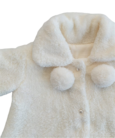 Peluş Kız Çocuk Yüzde Yüz Pamuklu Müslin İç Astarlı Ponponlu Welsoft Mont