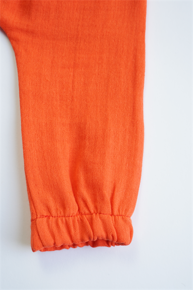 Turuncu Erkek Bebek Müslin Kısa Kollu Takım