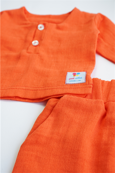 Turuncu Erkek Bebek Ve Çocuk Uzun Kollu Takım