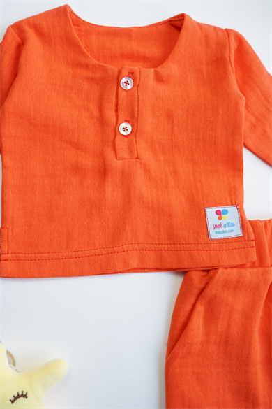 Turuncu Erkek Bebek Ve Çocuk Uzun Kollu Takım