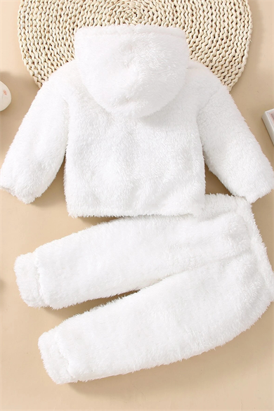 Unisex Peluş Kapüşonlu Weolsuft İkili Takım 