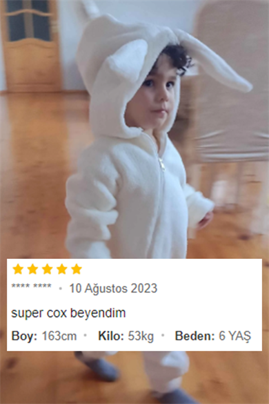 Unisex Tavşan Peluş Çocuk Tulum 