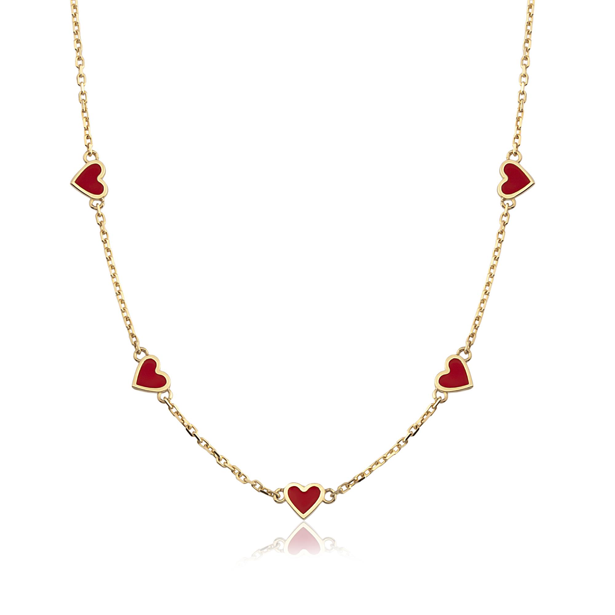 14K Gold 5-Piece Love Enamel Necklace