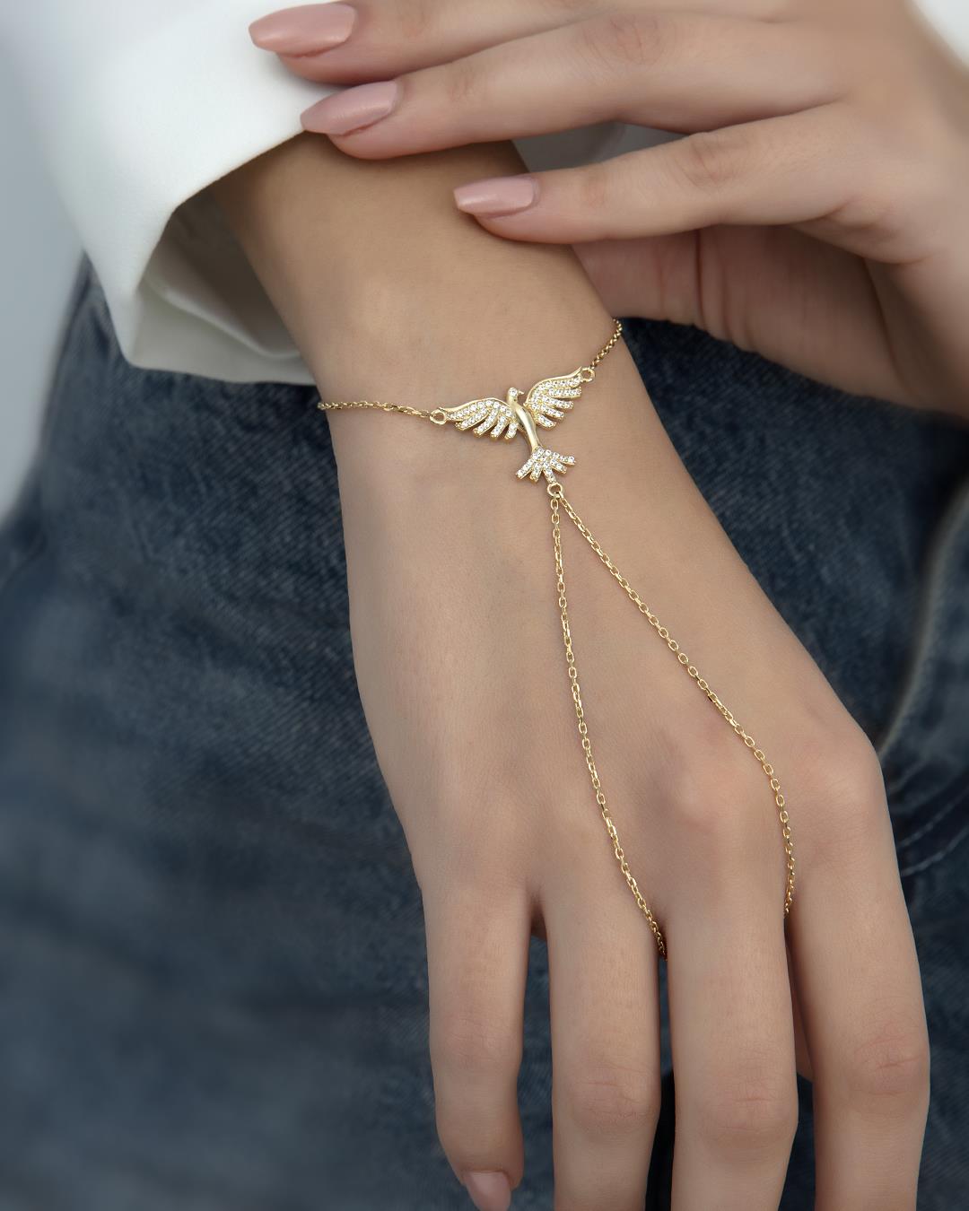 14 Ayar Altın Anka Kuşu Şameran