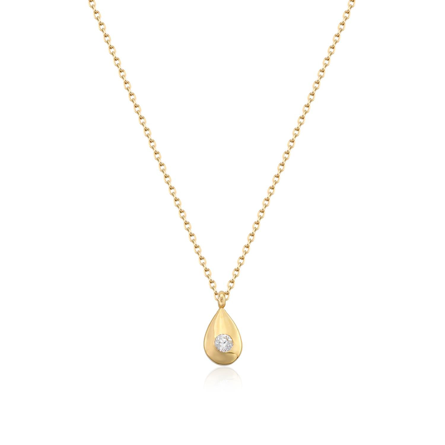 14K Gold Drop Charm Necklace