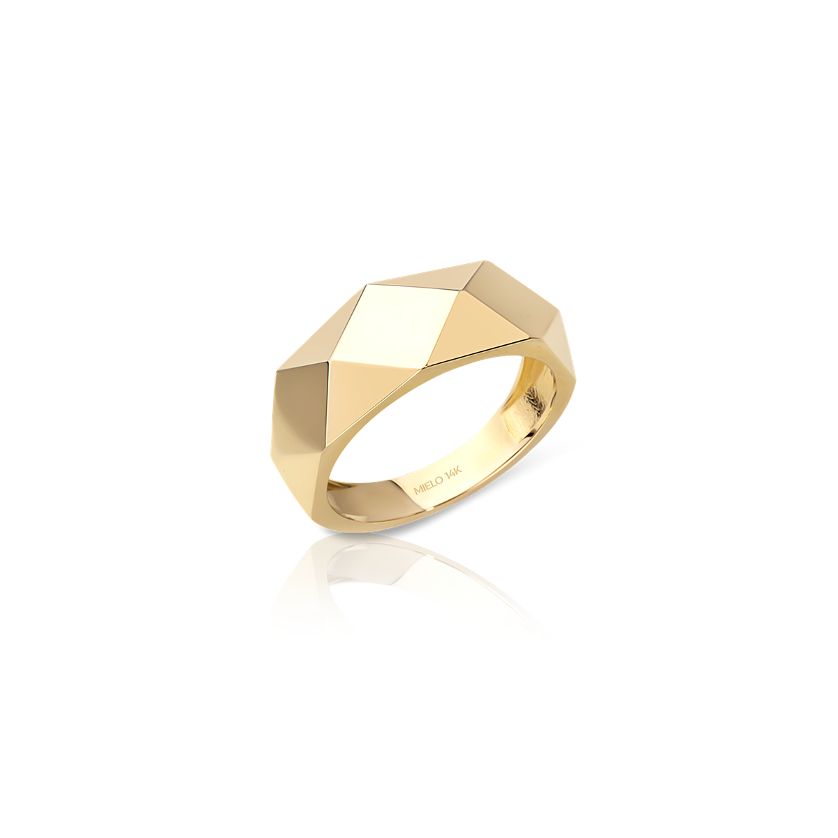 14 Ayar Altın Dikdörtgen Desenli Yüzük 