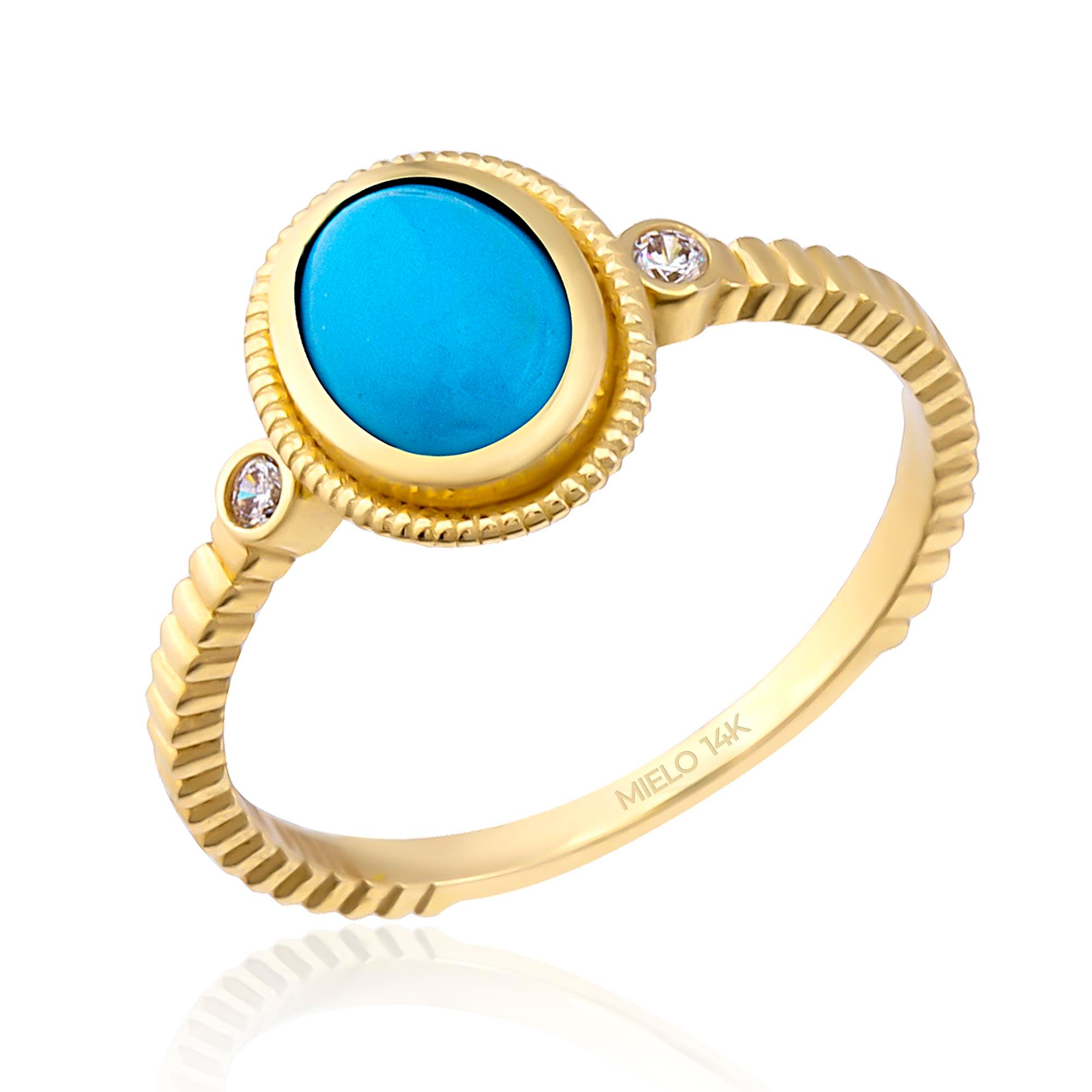 14 Ayar Altın Firuze Yüzük 