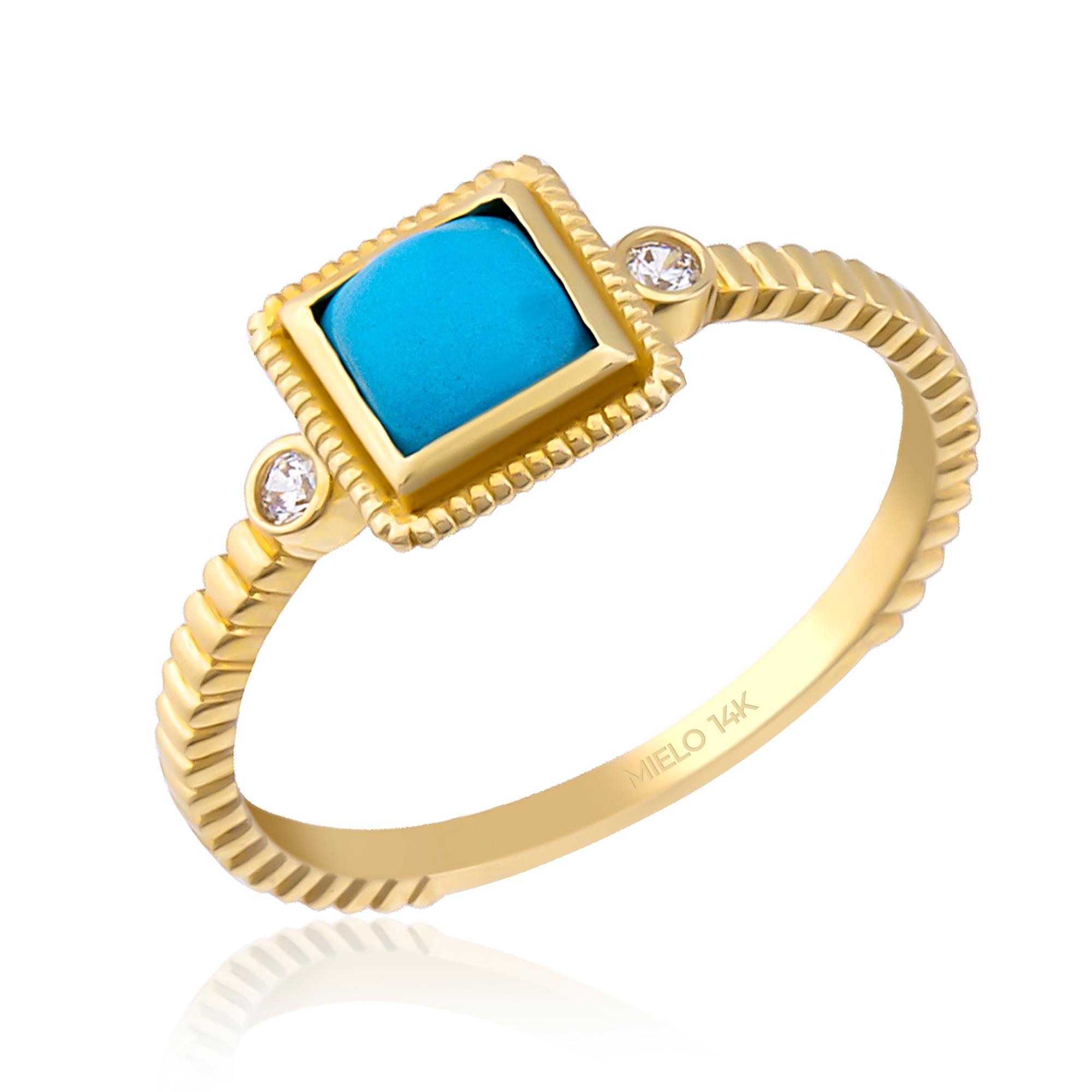 14 Ayar Altın Firuze Yüzük 