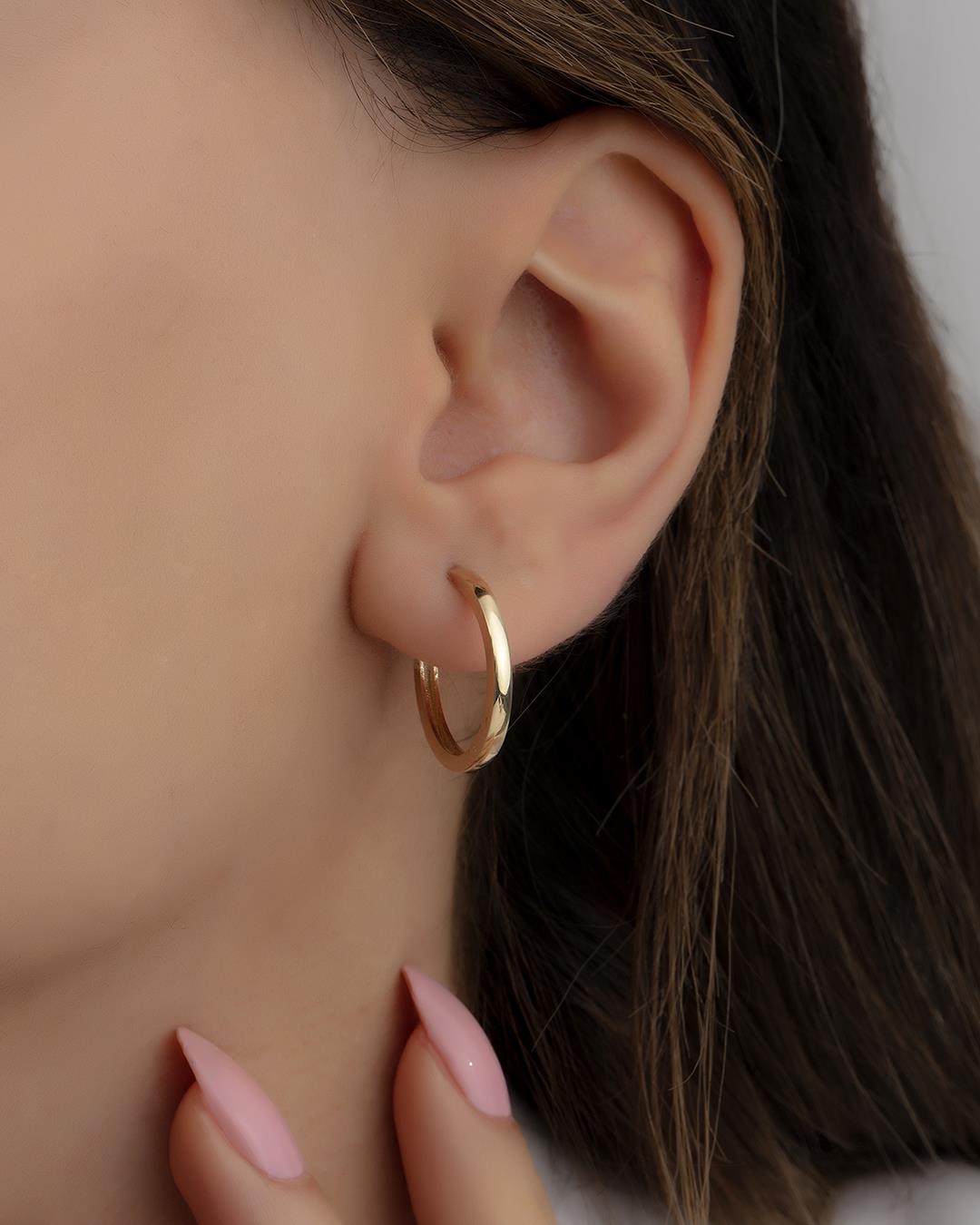 14 Ayar Altın Halka Küpe