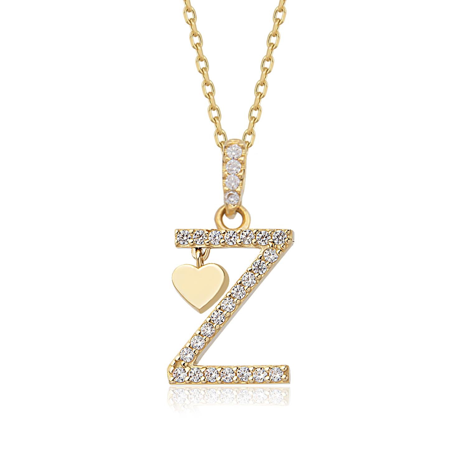 14 Ayar Altın Kalpli Harf Kolye