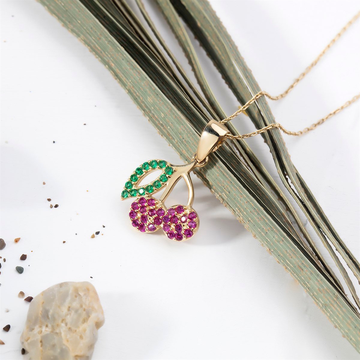 14 Ayar Altın Kiraz Kolye 