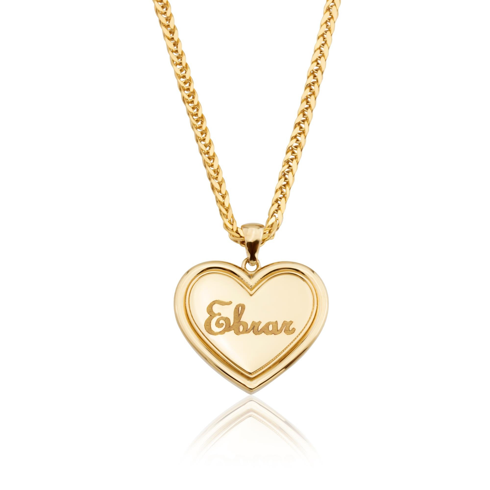 14 Ayar Altın Kişiye Özel Kalp Kolye