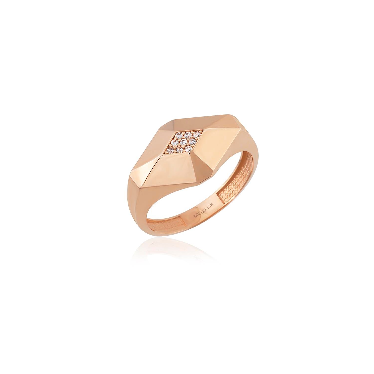 14K Gold Cube Ring
