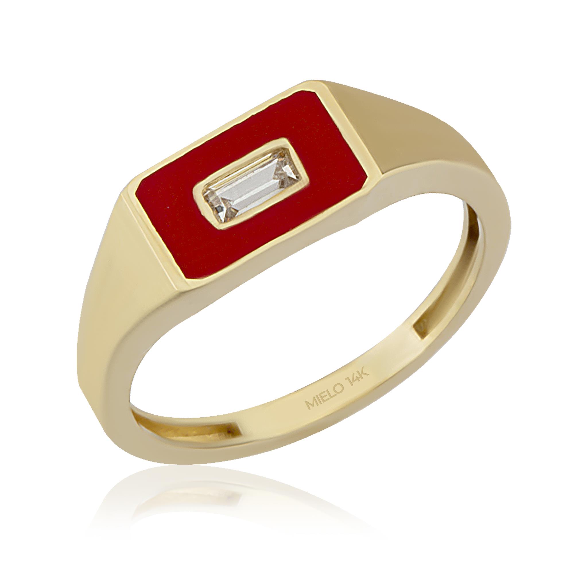 14 Ayar Altın Mineli Emily Baget Taşlı Yüzük