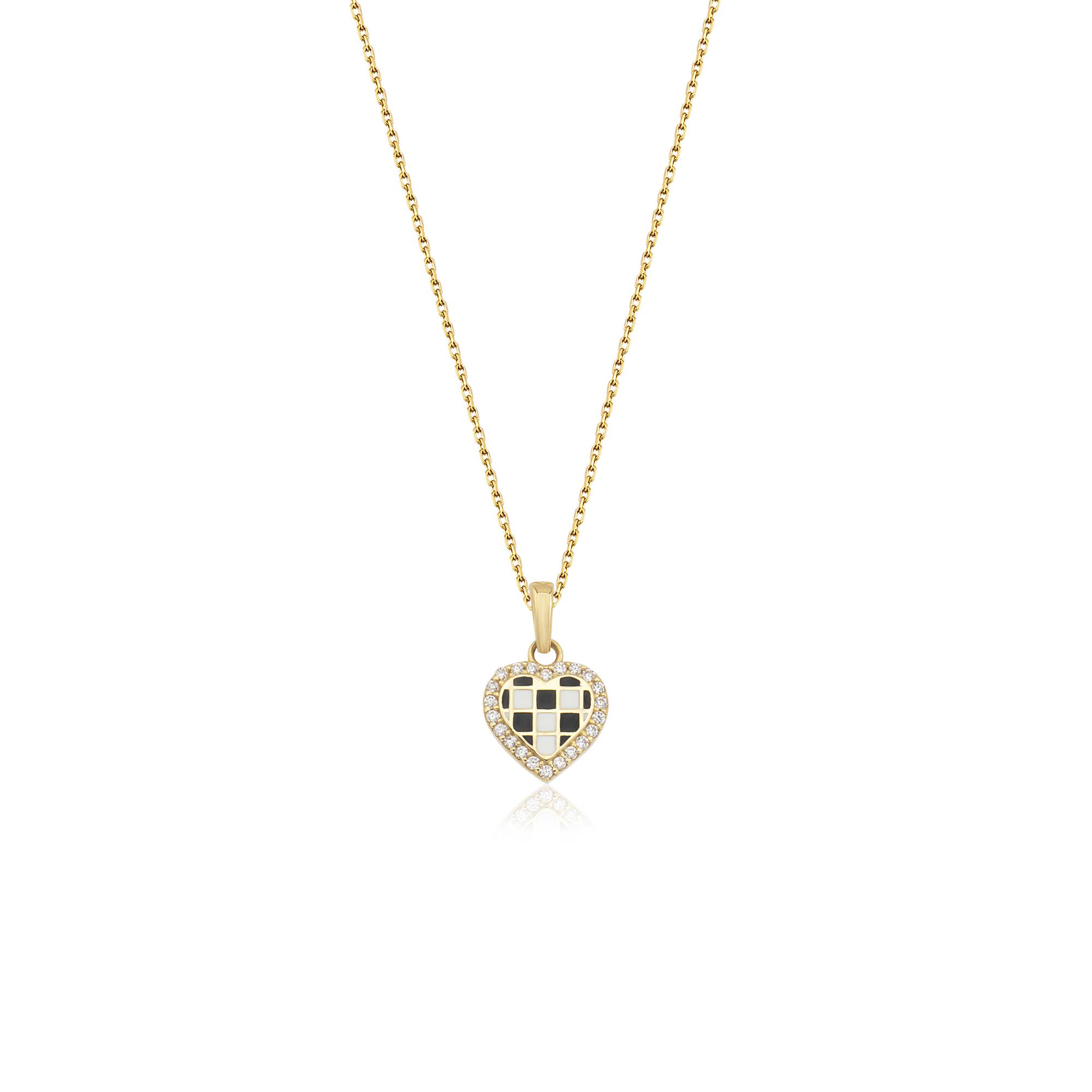 14 Ayar Altın Mineli Kalp Kolye