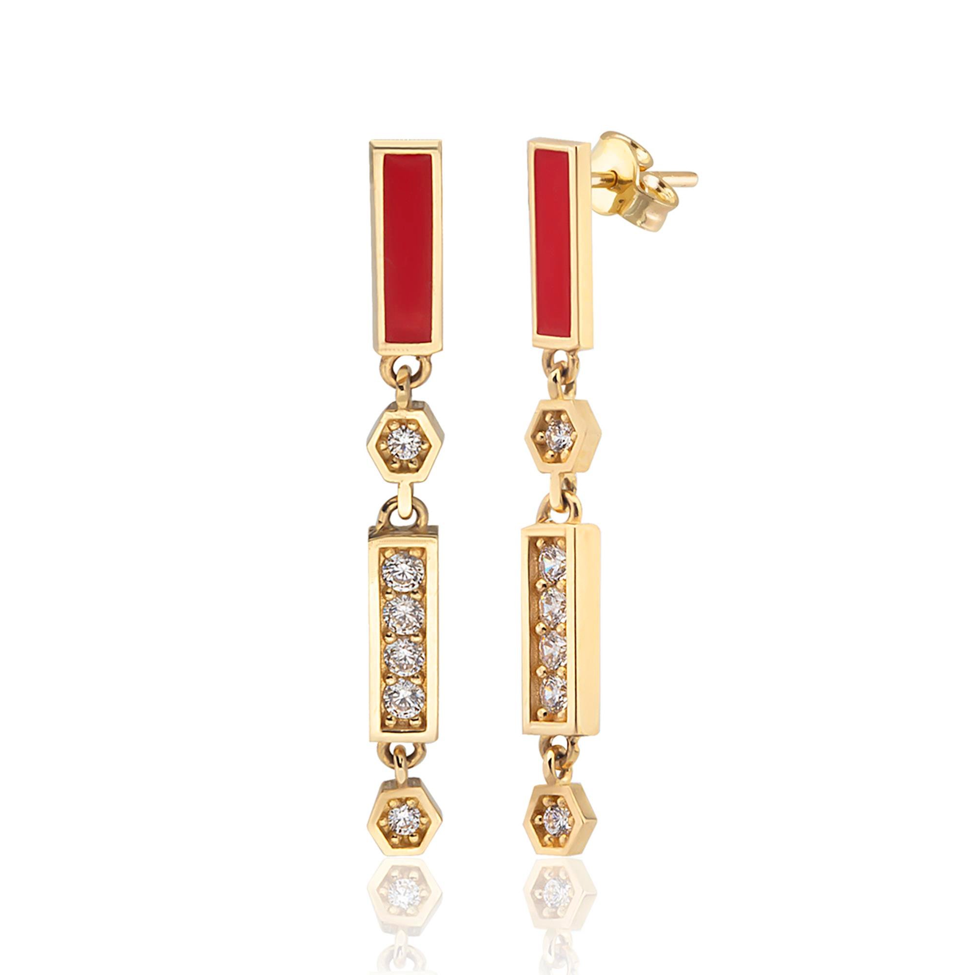 14K Gold Enamel Earring