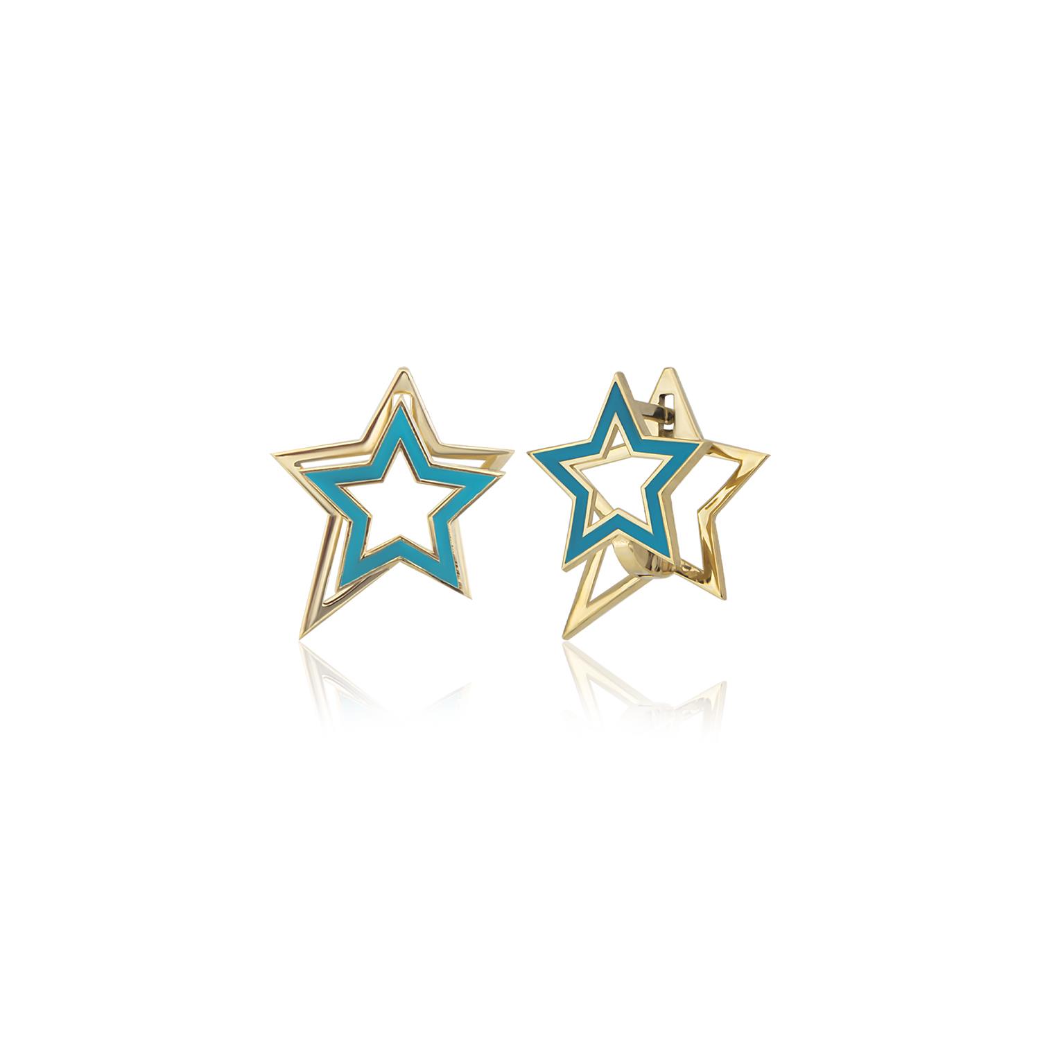 14K Gold Enamel Star Dafne Earring
