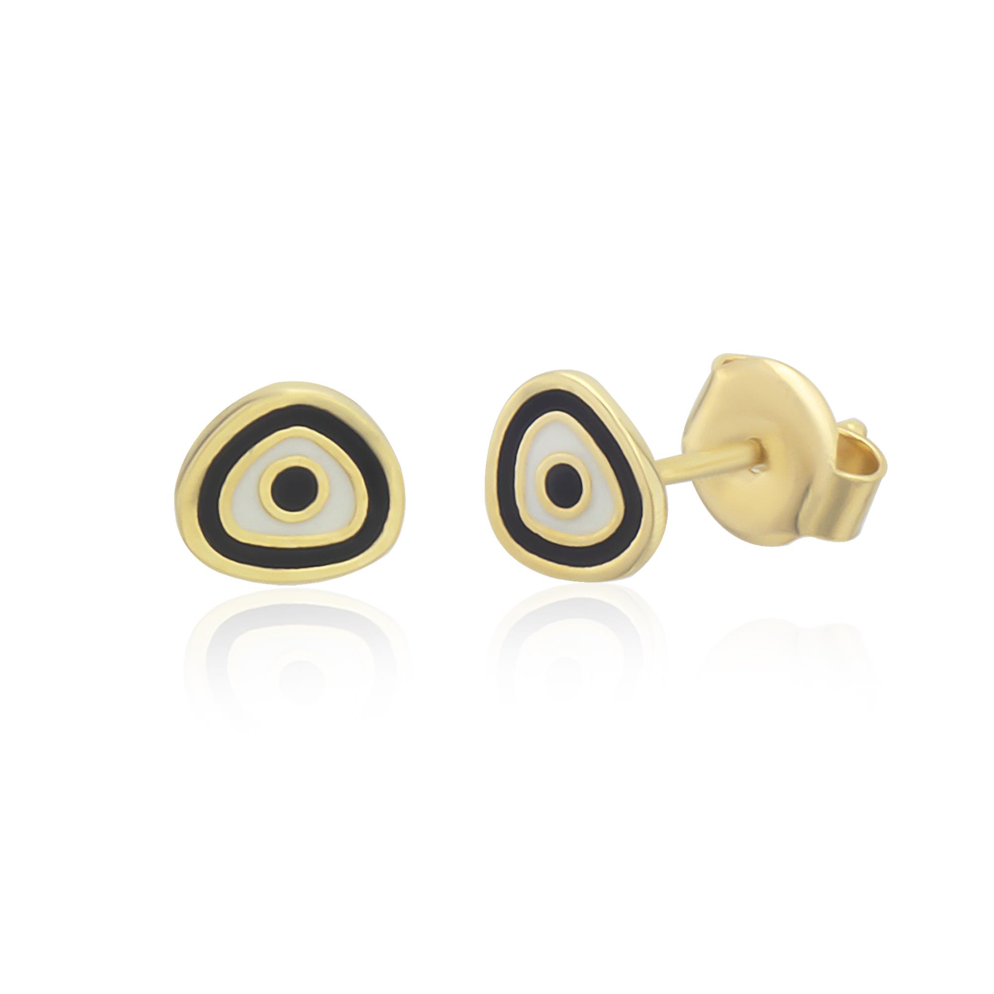 14K Gold Dainty Evil Eye Enamel Earring