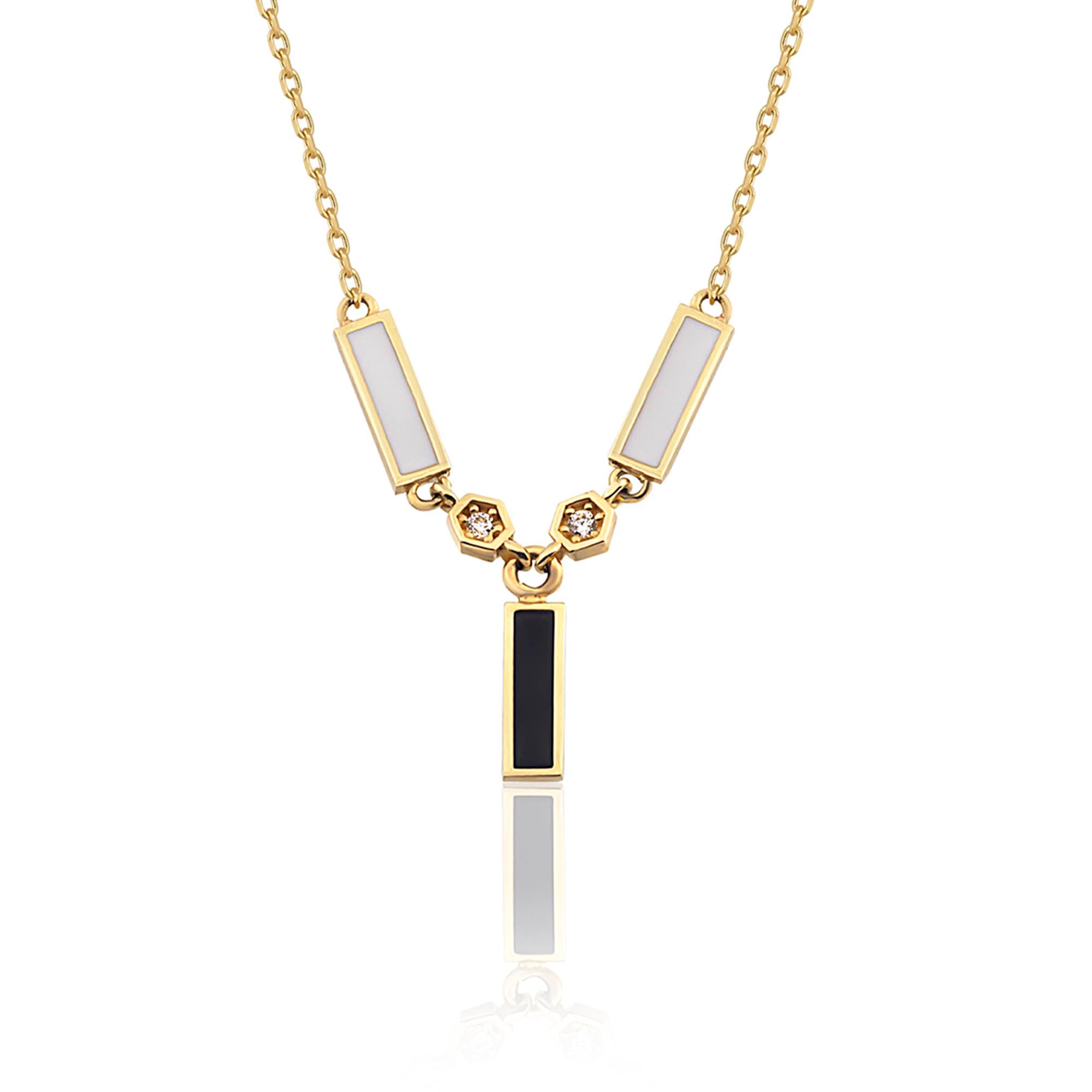 14K Gold Opera Enamel Necklace