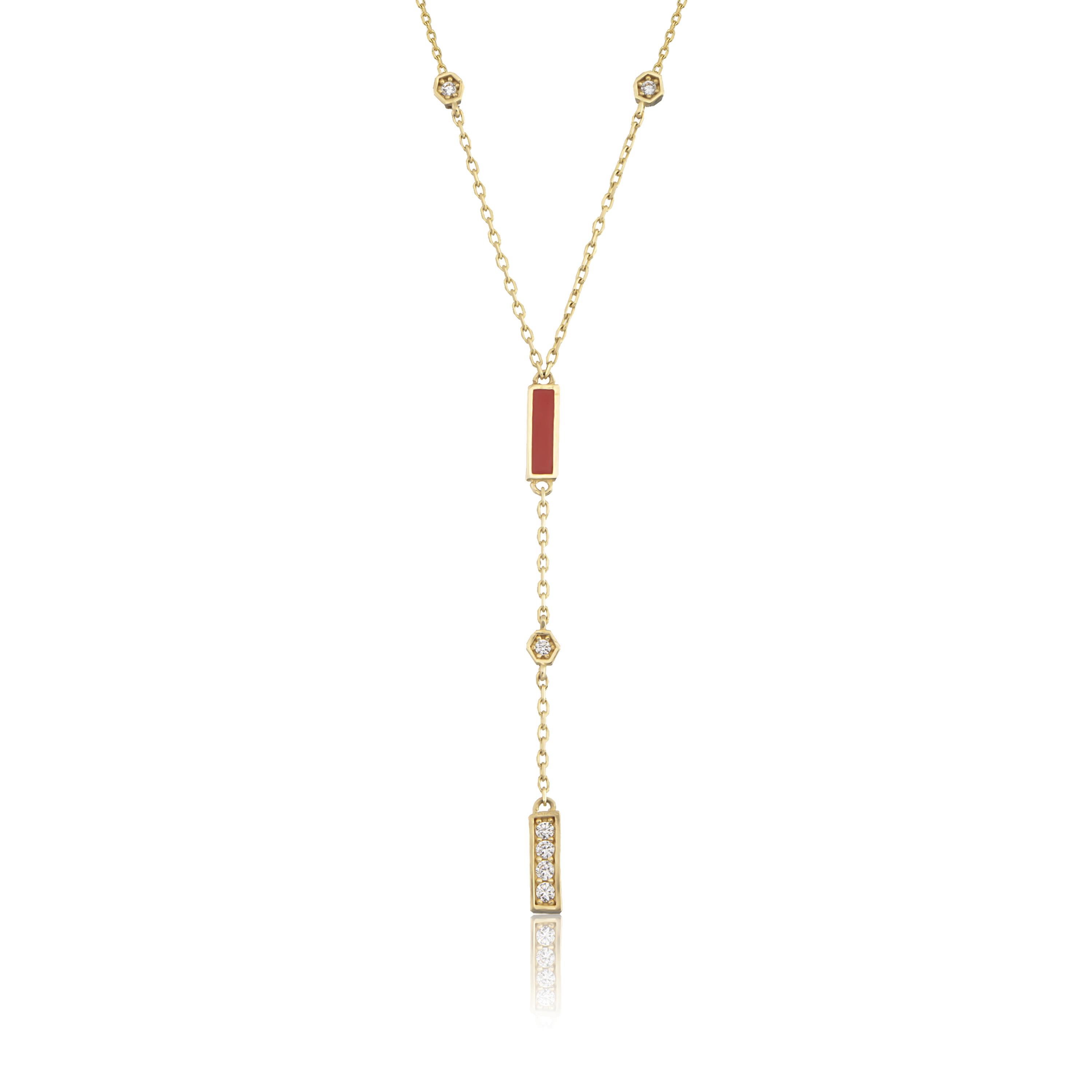 14K Gold Opera Enamel Necklace