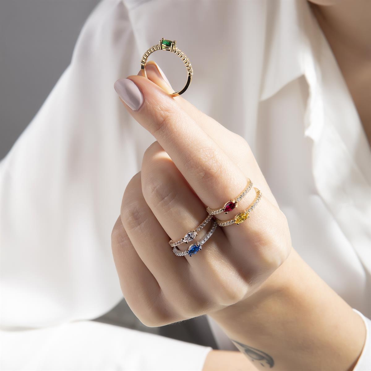 14 Ayar Altın Rosie Geometrik Yüzük 