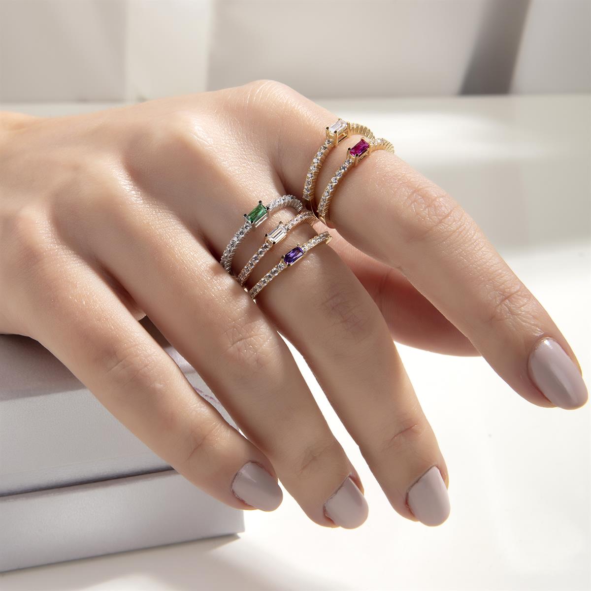 14 Ayar Altın Rosie Geometrik Yüzük 