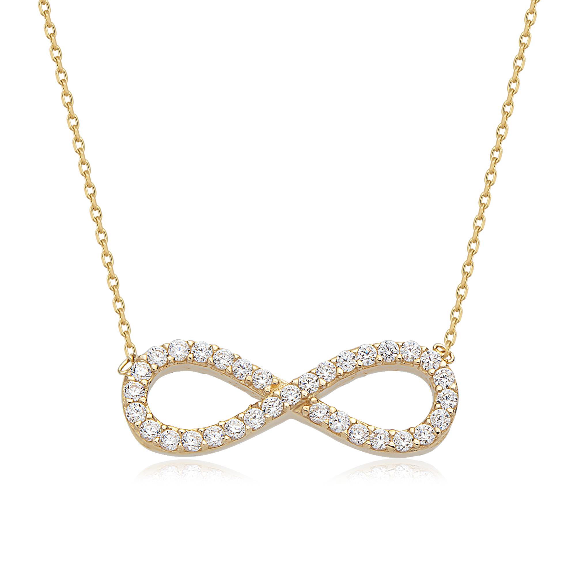 14 Ayar Altın Taşlı Sonsuzluk Kolye 