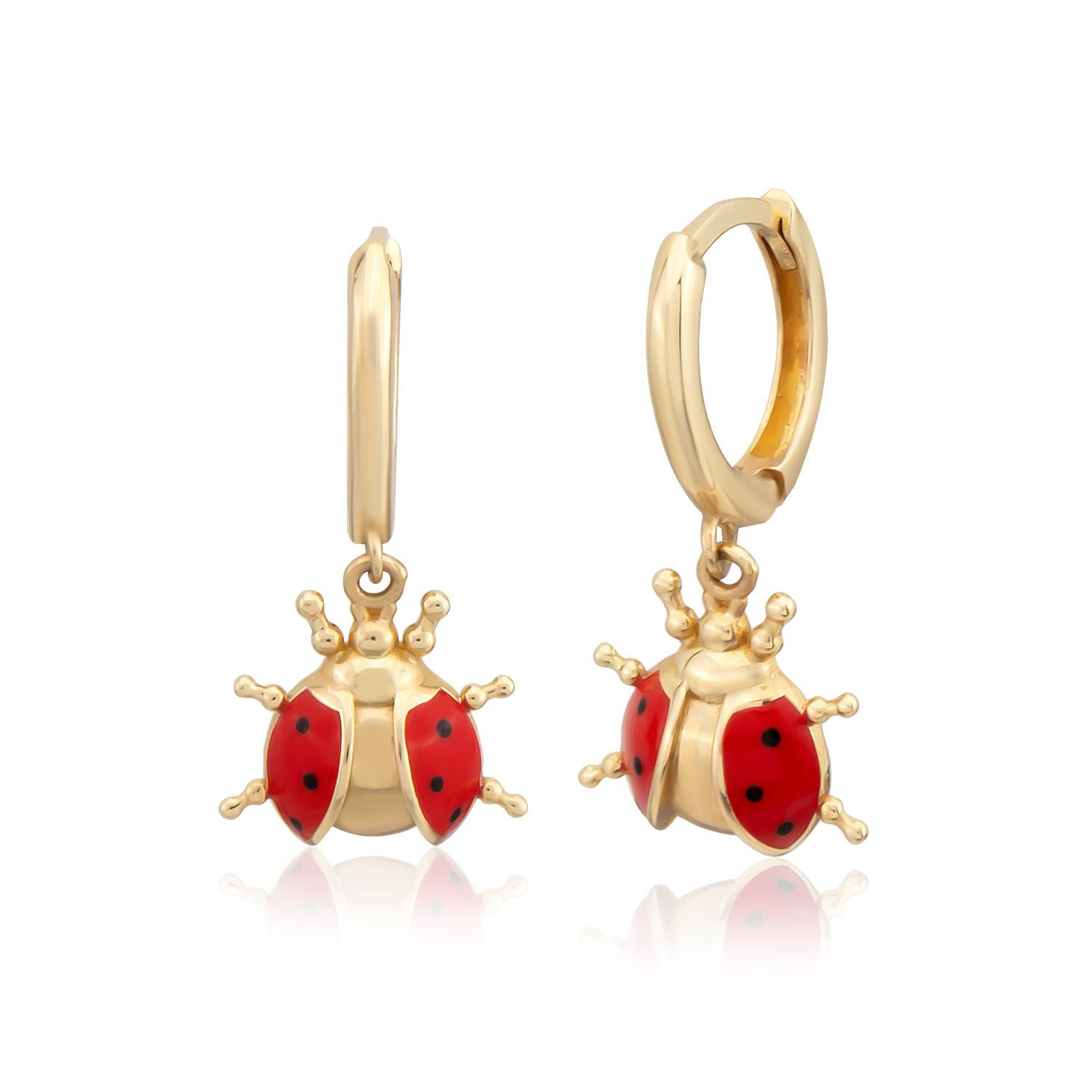 14K Gold Ladybug Earring