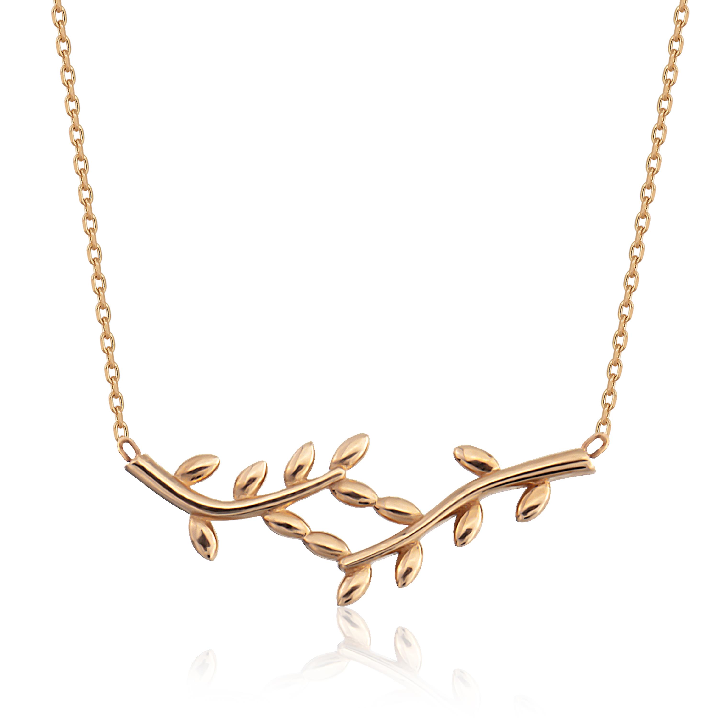 14K Gold Olive Branch Pendent Necklace