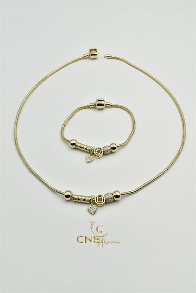 14K Vip Xp Zarif Kalp Set Kolye/Künye