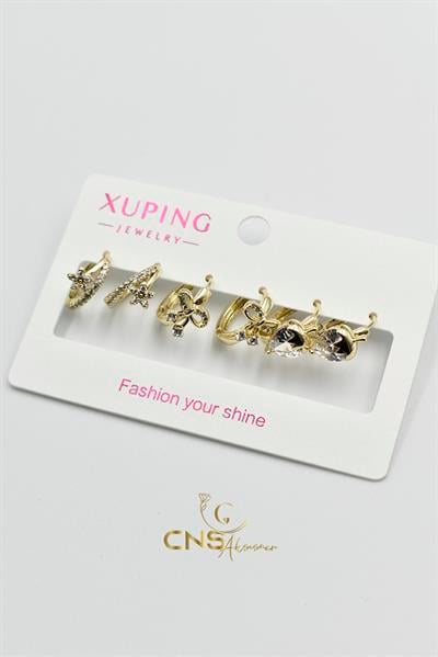 14K Xp Vip Yıldız/Fiyonk/Kalp Çoklu Set Küpe