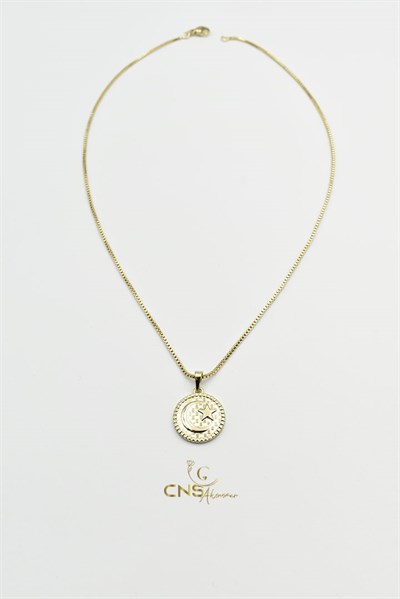 KOLYE14K Xp Vip Madalyon Ay/Yıldız Kolye