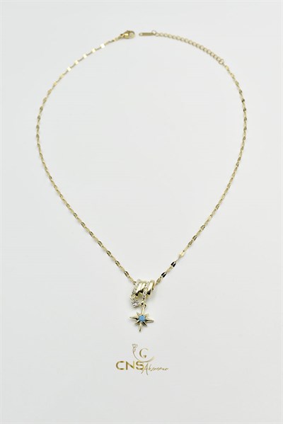 KOLYEMavi Taş Yıldız Motif Kolye