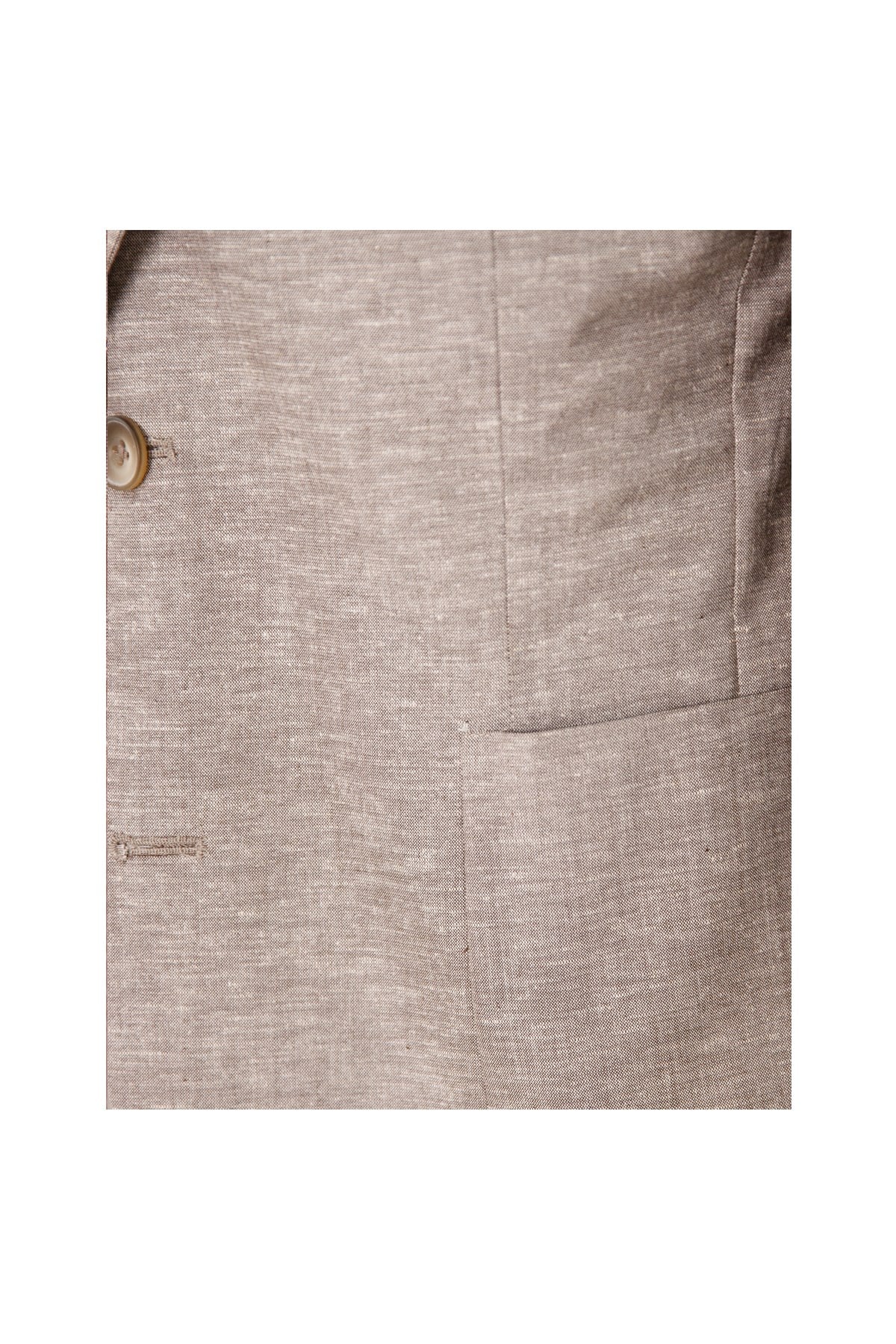 AÇIK KAHVERENGİ Comfort Fit Casual Keten Ceket