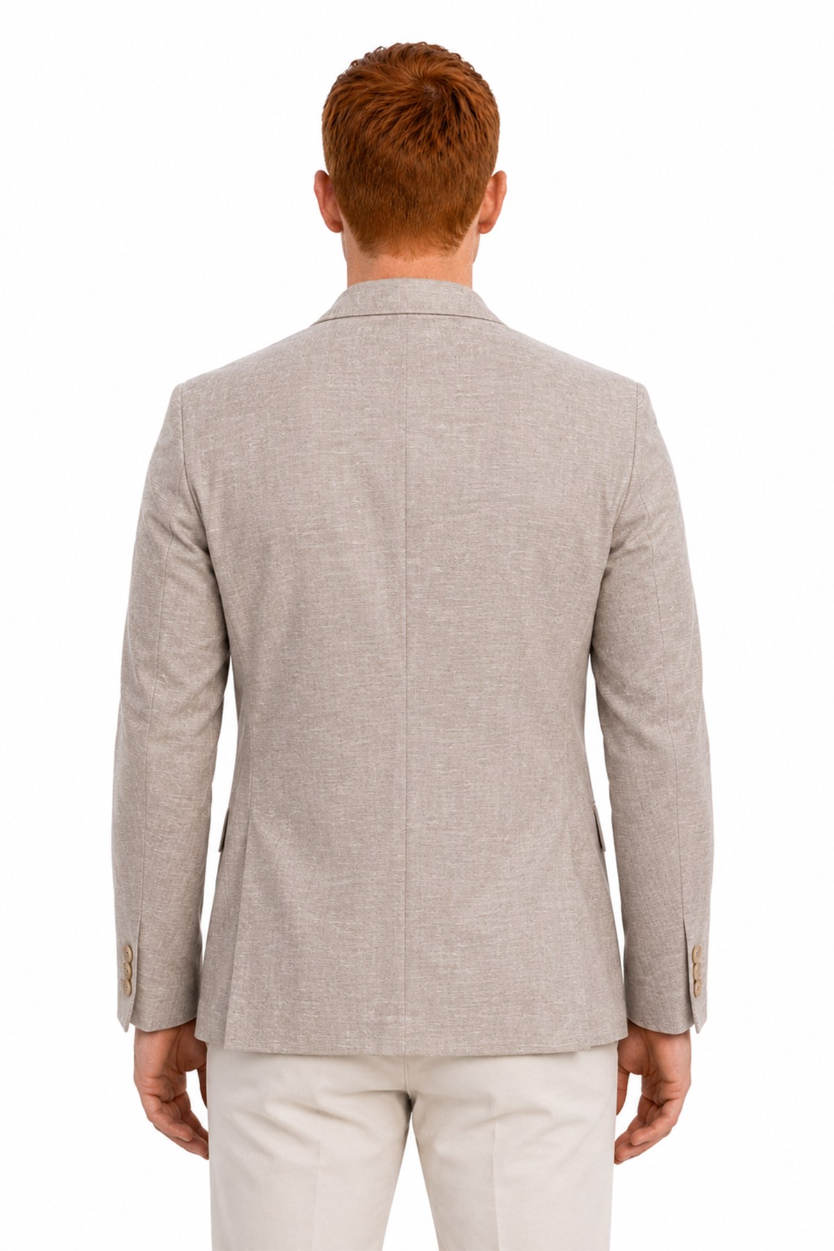AÇIK KAHVERENGİ Comfort Fit Casual Keten Ceket