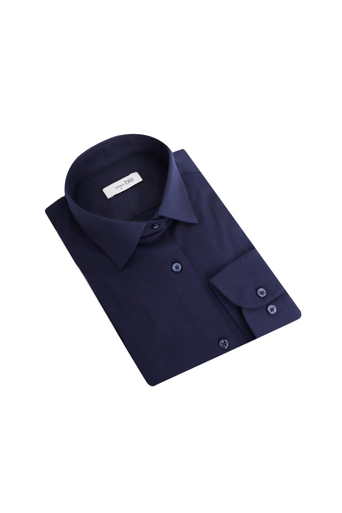 Açık Lacivert Comfort Fit Uzun Kol Gömlek