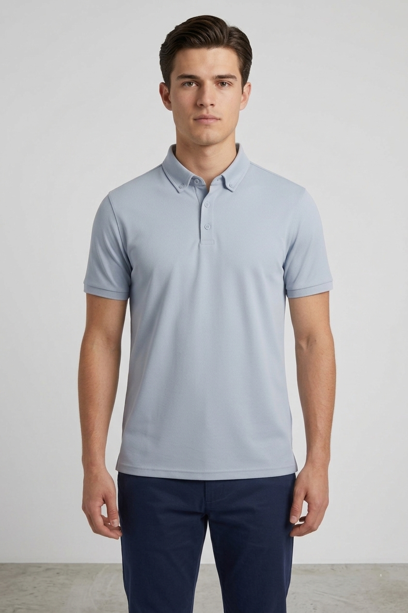 AÇIK MAVİ Comfort Fit Polo Yaka Pike T-Shirt