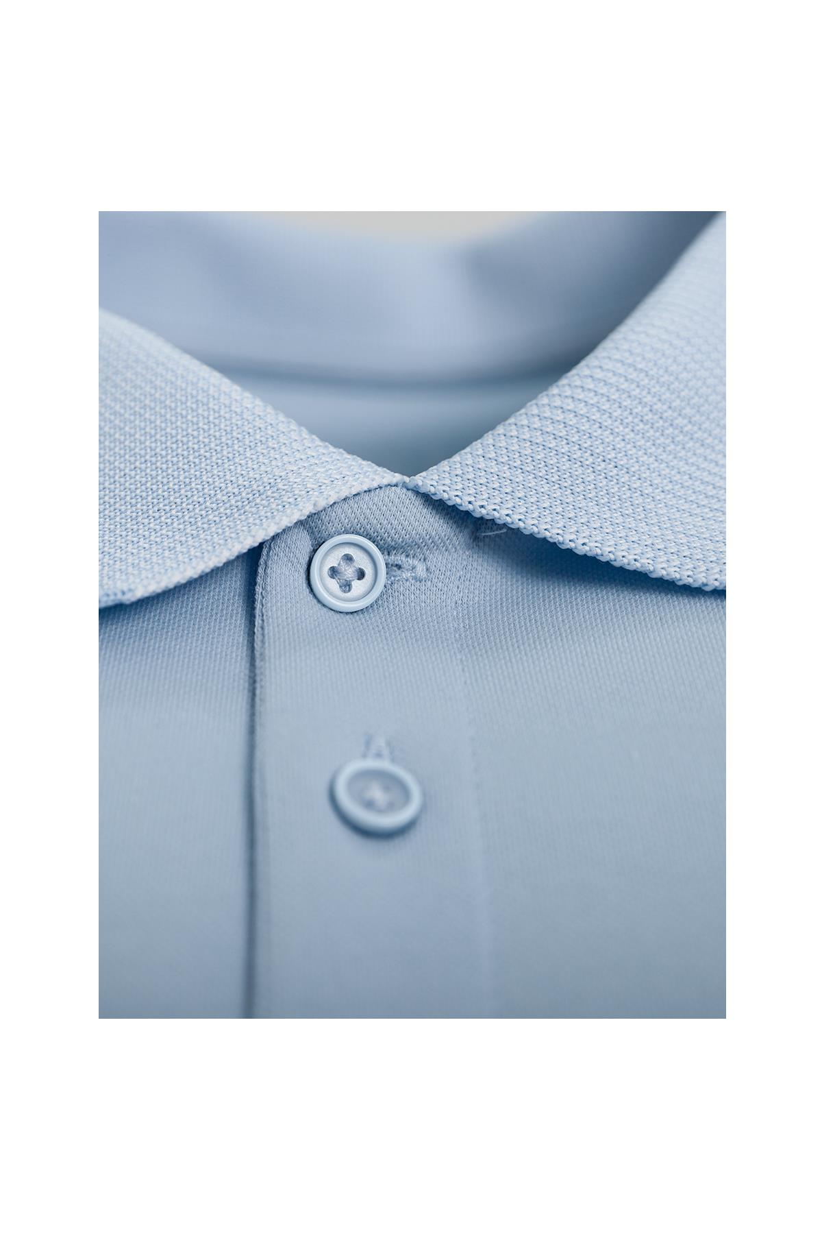 AÇIK MAVİ Comfort Fit Polo Yaka Pike T-Shirt