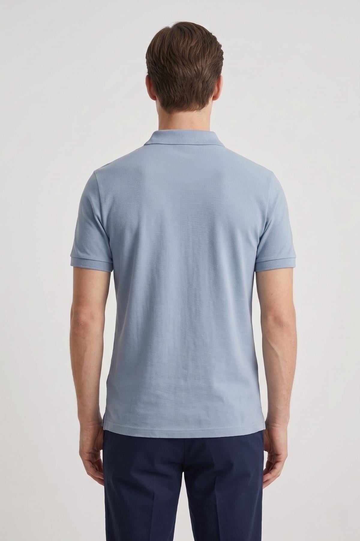 AÇIK MAVİ Comfort Fit Polo Yaka Pike T-Shirt