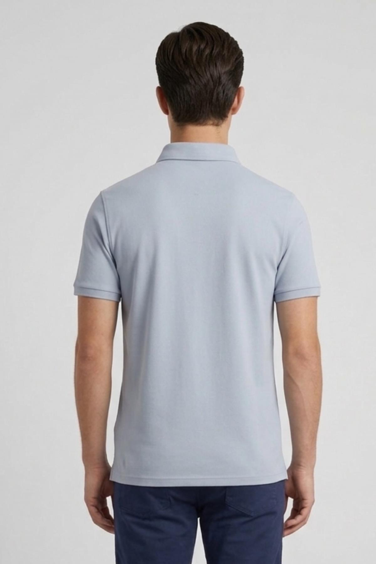 AÇIK MAVİ Comfort Fit Polo Yaka Pike T-Shirt